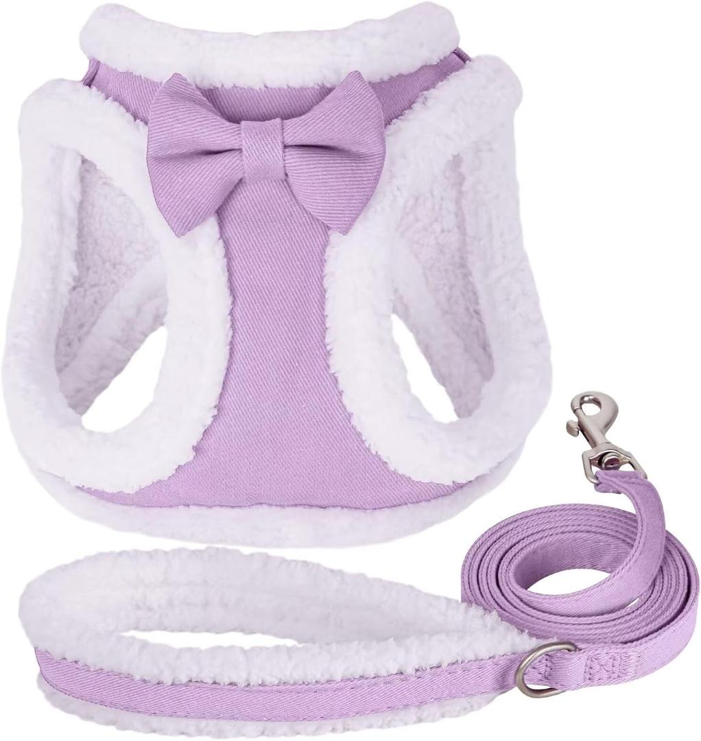 Didog Small Dog Harness and Leash Set, No Pull Adjustable Soft Padded Dog Harness Vest for XS Small and Medium Sized Dogs (Purple, M) (M: Chest 19-20")