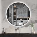 Niccy 28" Round LED Bathroom Backlit Mirror With Lights, Black Frame Lighted Vanity for Wall, Circle With Anti-Fog, Light Up 3 Color ShatterProof