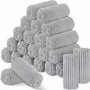 Buryeah 24 Pcs Flannel Throw Blanket Bulk 50 x 60 in Sleepover Blanket Outdoor Wedding Throw Lightweight, Oeko-tex Standard 100 Certified for Sofa Homeless Gifts (Light Gray)