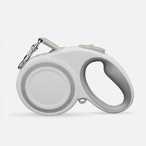 360 Tangle-Free Retractable Dog Leash, Strong Reflective Nylon Tape Lead 16 ft Dog Walking Leash, up to 66lbs, Anti-Slip Rubberized Handle, One-Handed Brake, White-Gray (Medium)