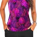Tankini Bathing Suits with Shorts - High Neck Tankini Swimsuits Two Piece with Two Side Pockets Tummy Control Swimwear 2025, Medium 
