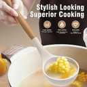 AVGPD Silicone Cooking Utensils Set, Silicone Utensils for Cooking, 446 Heat Resistant Kitchen Utensil Silicone Spatula Sets, Kitchen Gadgets for Non-Stick Cookware BPA FREE (Cream White)
