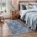 SERISSA 2x3 Washable Small Entry Rug,Soft Non Slip Indoor Boho Throw Rug for Entryway Kitchen Bedroom Dorm Bedside Front Door,Moroccan Geometric Carpet,Blue Grey