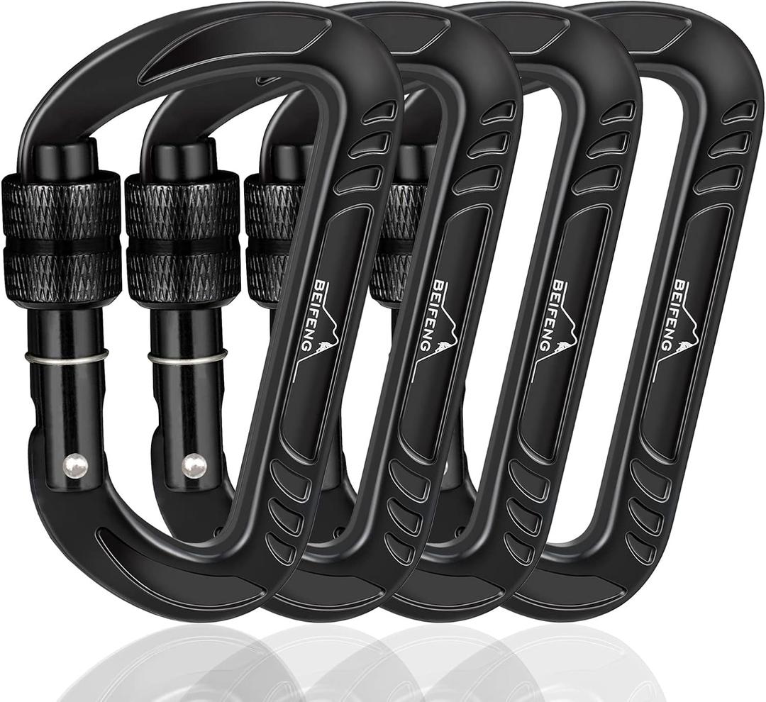 Heavy Duty Lightweight Locking Carabiner Clips D Ring for Camping Hiking Outdoor Gym etc, Carabiner with Lock Small Carabiners for Dog Leash & Harness