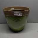 Garden Elements Plastic Indoor/Outdoor Colored Planter with Terra Cotta-Colored Rim, Lightweight, Durable, and Versatile with Drainage Holes, Green, 15”
