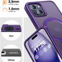 360° Rotatable Magnetic Stand for iPhone 15 Case Compatible with Mag-Safe 16FT Military Drop Protection, Anti-Scratch/Fingerprint Shockproof iPhone 15 Phone Case(Matte-Purple)