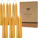 6'' Natural Beeswax Taper Candles Set of 12, DEYBBY Smokeless and Dripless Beeswax Candles, 4-5Hrs Burn Time, Nontoxic