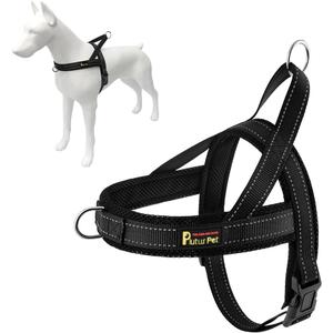 Plutus Pet No Pull Dog Harness with Breathable Mesh Padded, Adjustable Reflective Escape Proof Dog Harness, Quick Fit Dog Vest Harness for Small Medium Large Dogs (S, Black) (S: chest 17"-19.7")