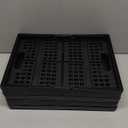2-Pack Collapsible Plastic Crate, 15 L Stackable Folding Crates with Handle, Black