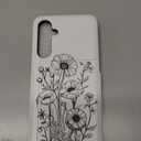 Compatible with Samsung Galaxy S23 FE Case Cute with Card Holder / S23FE Shockproof Slot Wallet Phone Cover for Women/Black Beautiful Plant Flower Floral Line Sketch