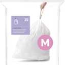 simplehuman Code M Custom Fit Drawstring Trash Bags in Dispenser Packs, 20 Count, 45 Liter / 11.9 Gallon, White, Medium