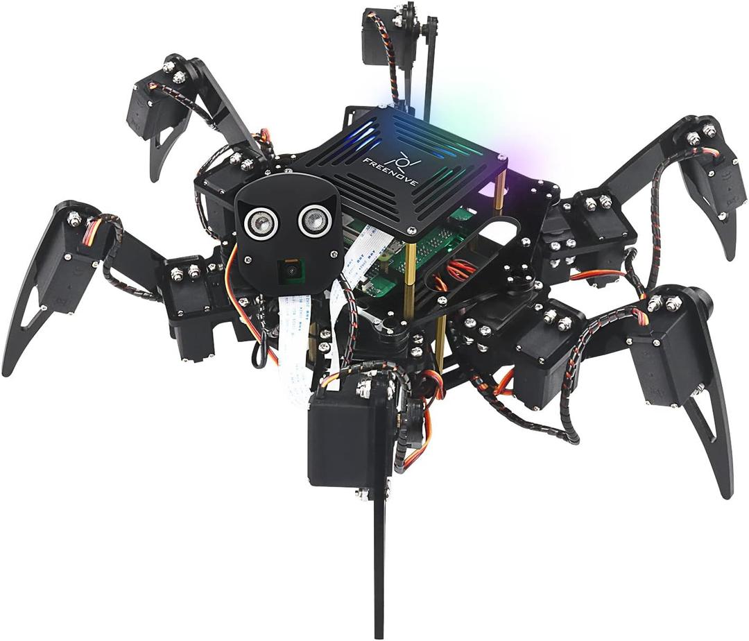 Freenove Big Hexapod Robot Kit for Raspberry Pi 5 4 B 3 B+ Zero 2 W, Walking, Self Balancing, Face Recognition, Ultrasonic Ranging, App Control, Camera, Servo (Raspberry Pi NOT Included)