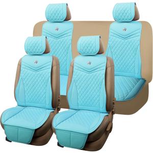 Flying Banner car seat Covers seat Cushions Luxe Fit Faux Leather Easy Installation Vehicles Non Slip Premium (Solid Mint Green, Full Set)