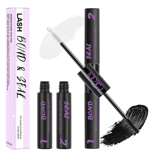 GAQQI Lash Cluster Glue, Lash Bond and Seal Waterproof, Bond & Seal Eyelash Glue for Clusters, Eyelash Adhesive Black LongLasting 72H, LatexFree（5ml+5ml）