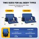 Sheenive Stadium Seats with Back Support (380 lbs) - 2.8'' Thick Comfy Cushion, 6 Adjustable Angles Bleacher Seat with Armrests - Includes Backpack Strap, Carry Handle, 2 Cup Holders & 2 Large Pockets, 20.5" Wide