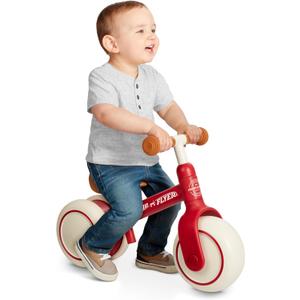 Radio Flyer Steady Start Balance Bike, Red, for Kids Ages 1-3, Pedal Free for Quick Learning, Wide Front and Dual Rear Tires, Tool-Free Adjustable Seat, Quiet Ride Wheels, Kid & Toddler Balance Bikes