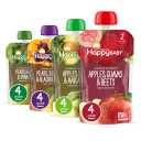 Happy Baby Organics Stage 2 Baby Food Pouches, Gluten Free, Vegan & Healthy Snack, Clearly Crafted Fruit & Veggie Puree, Fruit & Veggie Variety Pack, 4 Ounces (Pack of 16), BB 03 May 2025
