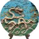 Round Vintage Chinese Dragon Feng Shui Display Board for Home Decor