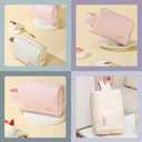 Makeup Bag Small Cosmetic Bag Portable Make Up Bags for Women Cute Makeup Bag for Purse Large Open Small Makeup Pouch Waterproof Makeup Organizer Bag Travel Essentials with Zipper Beige