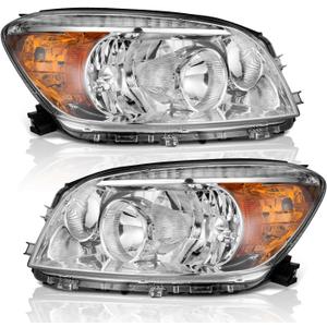 Headlights Compatible with 2006-2008 Toyota RAV4 Headlight Assembly Replacement for 2006 2007 2008 RAV4 Headlamp Pair Set Chrome Housing