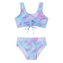 LIZENS Girls' Swimwear Two Piece Tie dye Pattern Beach Bathing Suit for Girls Toddler Cute Kids SwimsuitBL091,9-10T Purple