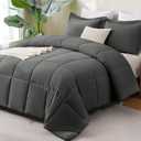 CozyLux King Size Comforter Set - Dark Grey Comforter King Size, 3 Pieces Box Stitched Bed Set for All Seasons, Soft Lightweight Bedding Sets with 1 Down Alternative Comforter and 2 Pillow Shams