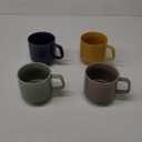 Stackable Coffee Mugs Set: 13 oz Ceramic Stacking Cups for Cappuccino Latte Tea - Microwave Safe Mug for Home & Office - 4 PCS, 4 Color Assorted