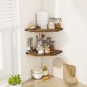 Realgulf Corner Shelves 4-Pack for Bathroom & Kitchen, Space-Saving Floating Corner Wall Shelf with Easy Installation- Brown
