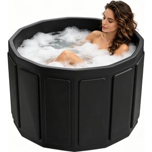 HAIKE Portable Bathtub Adult 89 Gal, 6-Layer Insulated Non-Inflatable Collapsible Bath Tub, Foldable Bathtub for Adults with Dual Drainage, Portable Tub for Home Gyms Outdoor (Black 31.5x26.4 Inch)