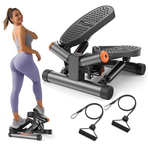 Niceday Twist Stepper for Exercise at Home, Mini Stair Stepper with Resistance Bands at Home Workout Equipment with 300LBS Loading Capacity, Hydraulic Fitness Stepper with LCD Monitor Gray