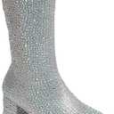 ABSOLEX Girl's Rhinestone Round Toe Knee High Chunky Low Heel Boot (9 Little Girls)