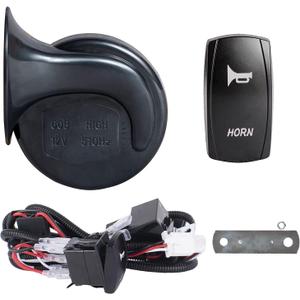 12V Universal UTV Horn Kit with Blue Rocker Switch Compatible with Polaris Ranger RZR, Kawasaki