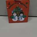 Duo 5'' Resin Snowman Figurines with Lighted Christmas Tree Wreath - Christmas Decorations Indoor Snowman Decor Ornaments Centerpiece - Winter Holiday (Snowmen)