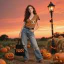 Halloween Shirts Spooky Season Shirt Women Cute Ghost V Neck Shirt Fall Holiday Matching Tops (S)