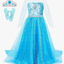 Girls Princess Elsa Dress Costume - Halloween Birthday Party Dress Up for Toddler Girl Kids Size 110