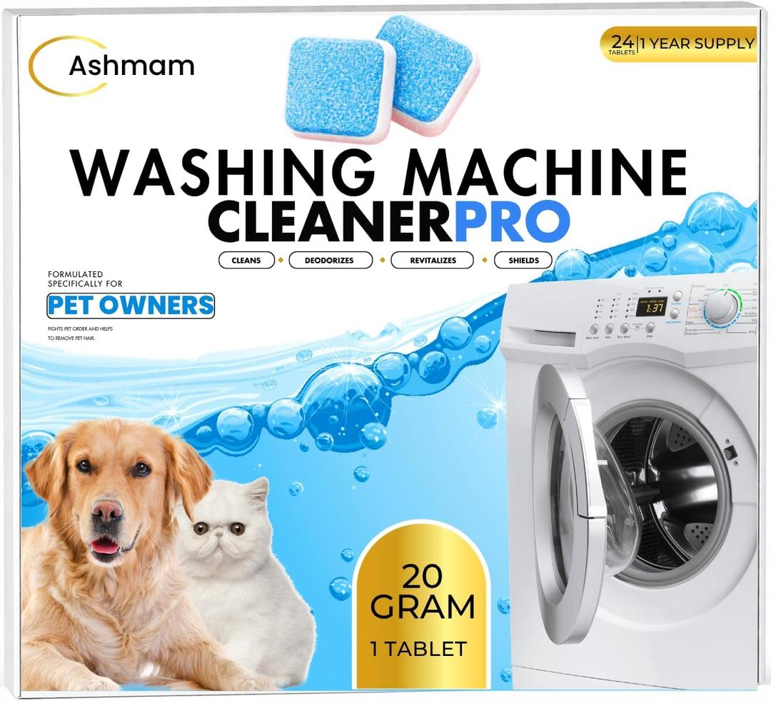Washing Machine Cleaner Tablets, 24 Pack 1 Year Supply Deep Clean Washer Cleaner for Front Load & Top Load HE Machines, Removes Odor & Residue, Lavender Fresh Scent, Septic Safe