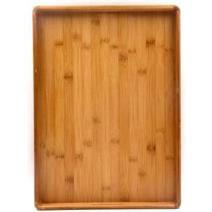 Bamber Large Bamboo Serving Tray Decorative Coffee Tea Platter 18 x 13 x 1.2 Inches