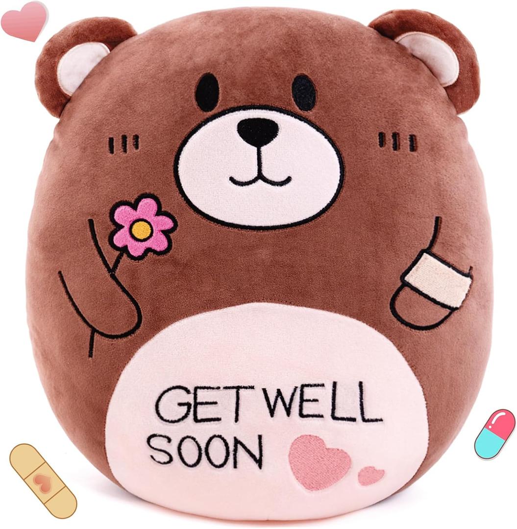 14.5 Get Well Soon Teddy Bear Plush Pillow Soft Teddy Bear Stuffed Animal Body Pillow Gifts for Kids Girls and Boys After Surgery