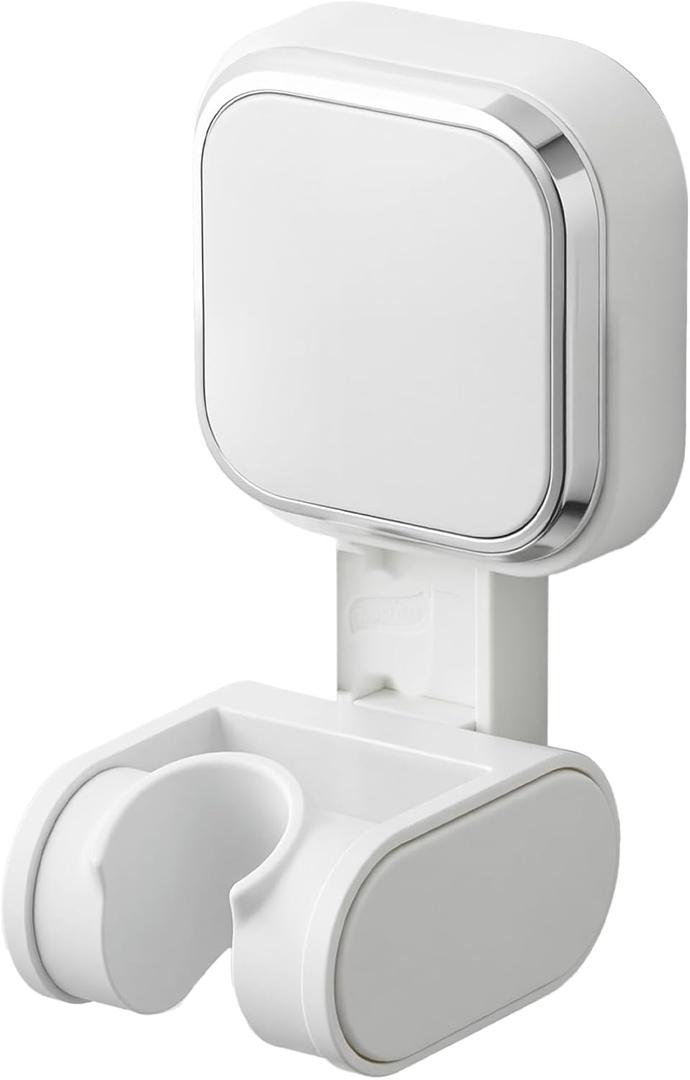 TAILI Shower Head Holder Suction, Handheld Shower Head Bracket, Height Angle Adjustable Wall Mounted, Bathroom Showerhead Holder Removable No Drilling Waterproof, Square Suction Cup, White