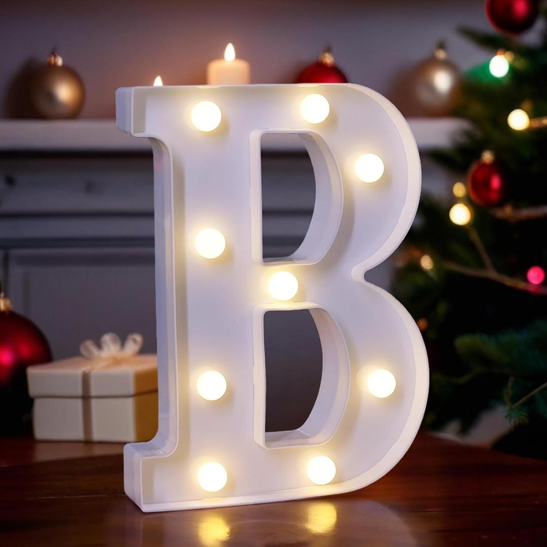 LED Light Up Marquee Letters, Battery Powered Decorative LED Letter Lights, Alphabet Light Up Letters for Wedding Birthday Party,Holiday Lamp or Home Bar Decoration (Letter B)