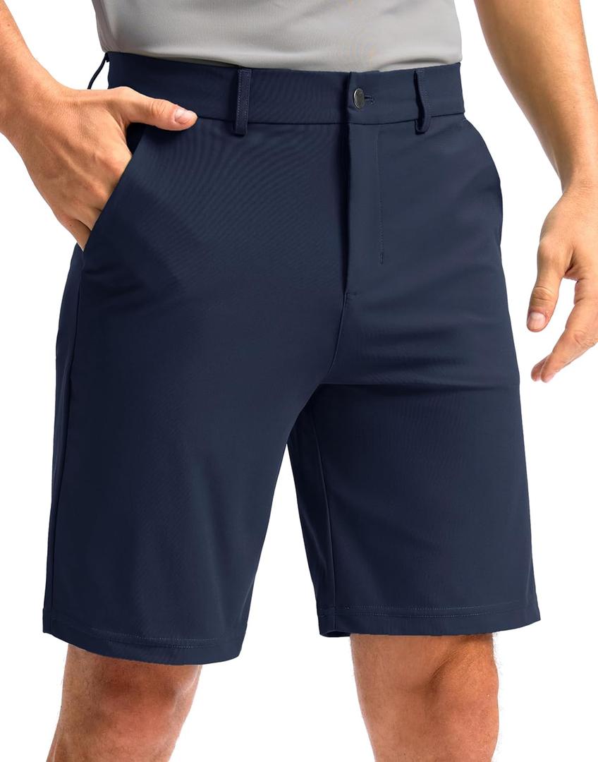 Soothfeel Men's Golf Shorts with 5 Pockets Stretch Lightweight Quick Dry 9 Inch Flat Front Casual Work Dress Shorts for Men (6, Navy)