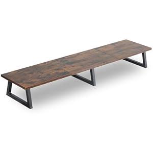 TEAMIX Black 42 inch Dual Monitor Riser,Wood and Steel Long Monitor Stand for 2 Monitors with Storage Large TV Riser Computer Laptop Stand for Desk Office Organization