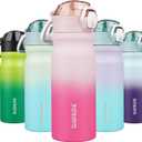 BJPKPK 18oz Insulated Water Bottle with Straw Stainless Steel Double Wall Water Bottles BPA Free Leak Proof Thermal Flask with Lockable Flip Lid and Soft Silicone Spout,Cherry Blossom