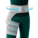 Hip Brace Sciatica Pain Relief Devices,Sciatic Nerve Brace,Adjustable Hamstring,Thigh,Groin Compression Sleeve for Sciatic Nerve Relief,Hip Flexor Compression Wrap for Women & Men (Right, Gray)