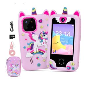 Elecoutek Kids Smart Phone, Toddler Unicorn Phone Toys for 3 10 Year Old Kids, Mobile Phone Toy with Dual Cameras, 2.8 Inch Touchscreen, Learning, Music Player, Games, 32 GB Card and Bag (Purple)
