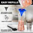 Premium Salt and Pepper Grinder Set of 2 - Two Refillable Stainless Steel Sea Salt & Spice Shakers with Adjustable Coarse Mills - Easy Clean Ceramic Grinders w/BONUS Silicone Funnel & Cleaning Brush