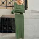 Wenrine Womens Fall Off The Shoulder Bodycon Sweater Dress 2025 Formal Long Sleeve Elegant Cocktail Party Maxi Dresses (Green)