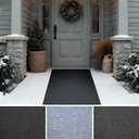 iCustomRug Ribbed Entryway Mat, 3' x 9', Black, Indoor/Outdoor, Waterproof TPR Backing, Low-Profile All-Weather Utility Carpet