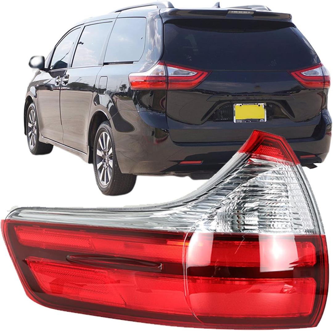 Silscvtt Driver Side Outer Rear Brake Tail Light Assembly Replacement for Toyota Sienna 2015-2020 Base/L/LE/XLE/Limited Models Red Lens Left Tail Lamp 8156008050 TO2804123