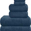 Premium Cotton 6 Pack Towel Set for Bathroom, Contains 2 Bath Towels 28x55 inch, 2 Hand Towels 16x24 inch & 2 Wash Coths 12x12 inch, Ideal Everyday use, Compact & Lightweight - Mineral Blue